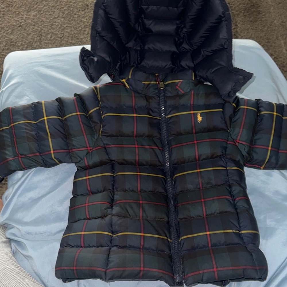Polo by Ralph Lauren Kids Plaid Puffer Jacket - Navy, Red, Yellow